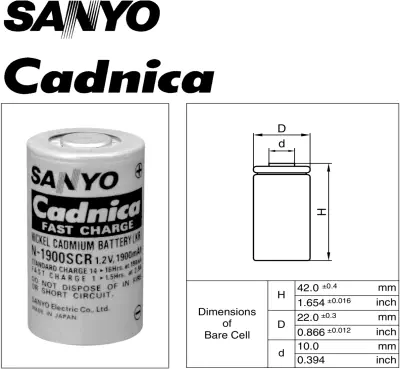 kvalitní a mezi modeláři hojně rozšířené AKU SANYO N-1900SCR - ELEKTROLETY
